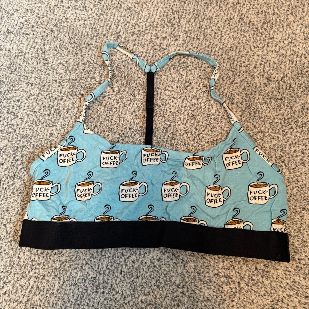 MeUndies Light Blue Coffee Print Bralette
